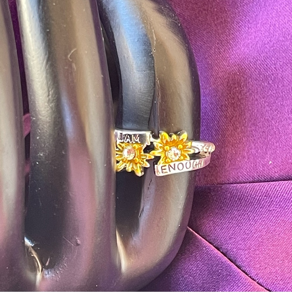 “I am Enough” Sunflower Stainless Steel Statement Ring